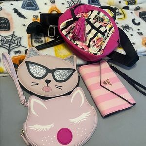 BetsyJohnson minibackpack 2 BetsyJohnson wristlet & 1 VictoriaSecret phonewallet